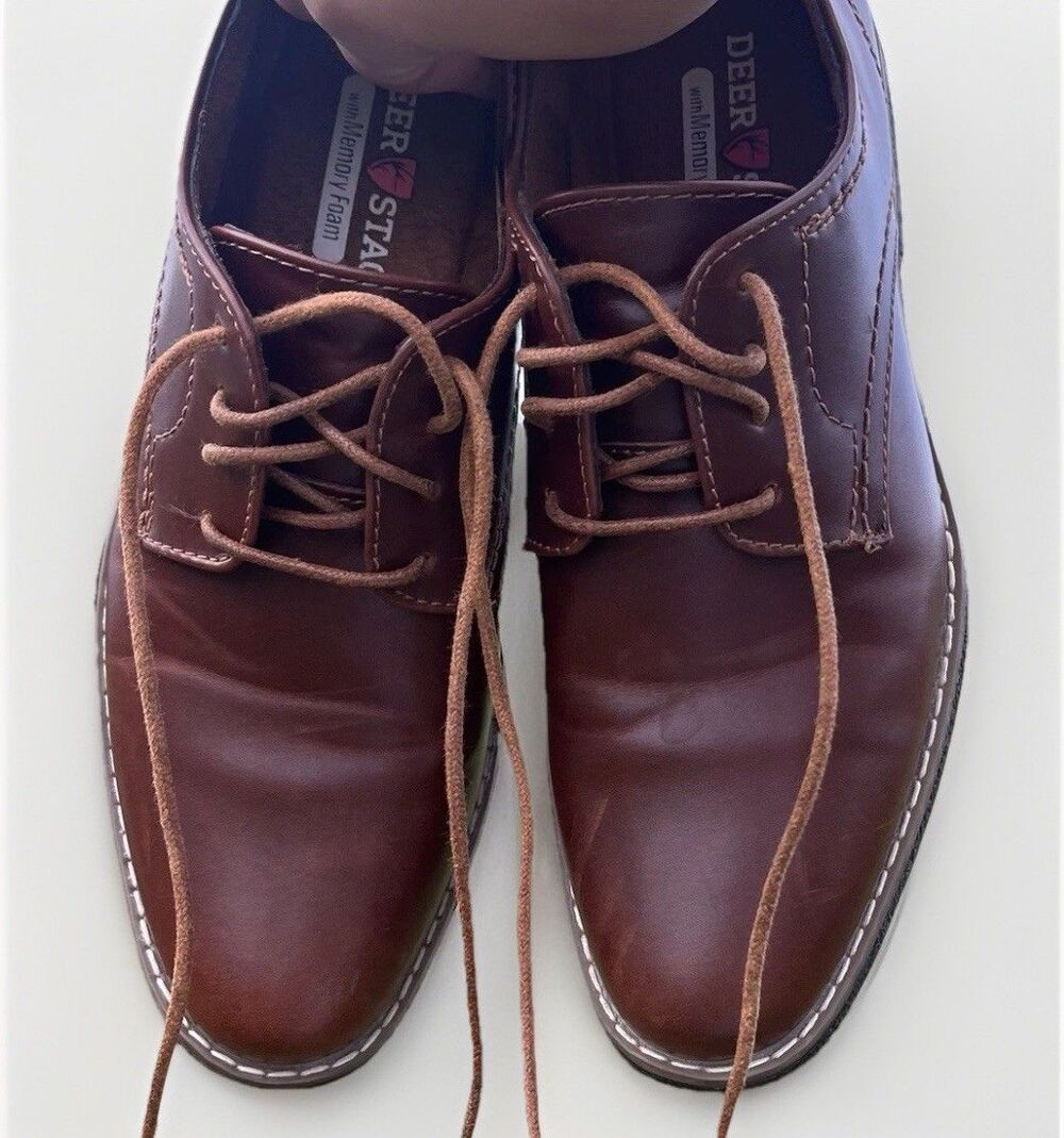 Deer Stags Boys Zander Lace-Up Dress Shoes, Redwood, Brown, Size 3.5 - Picture 8 of 12